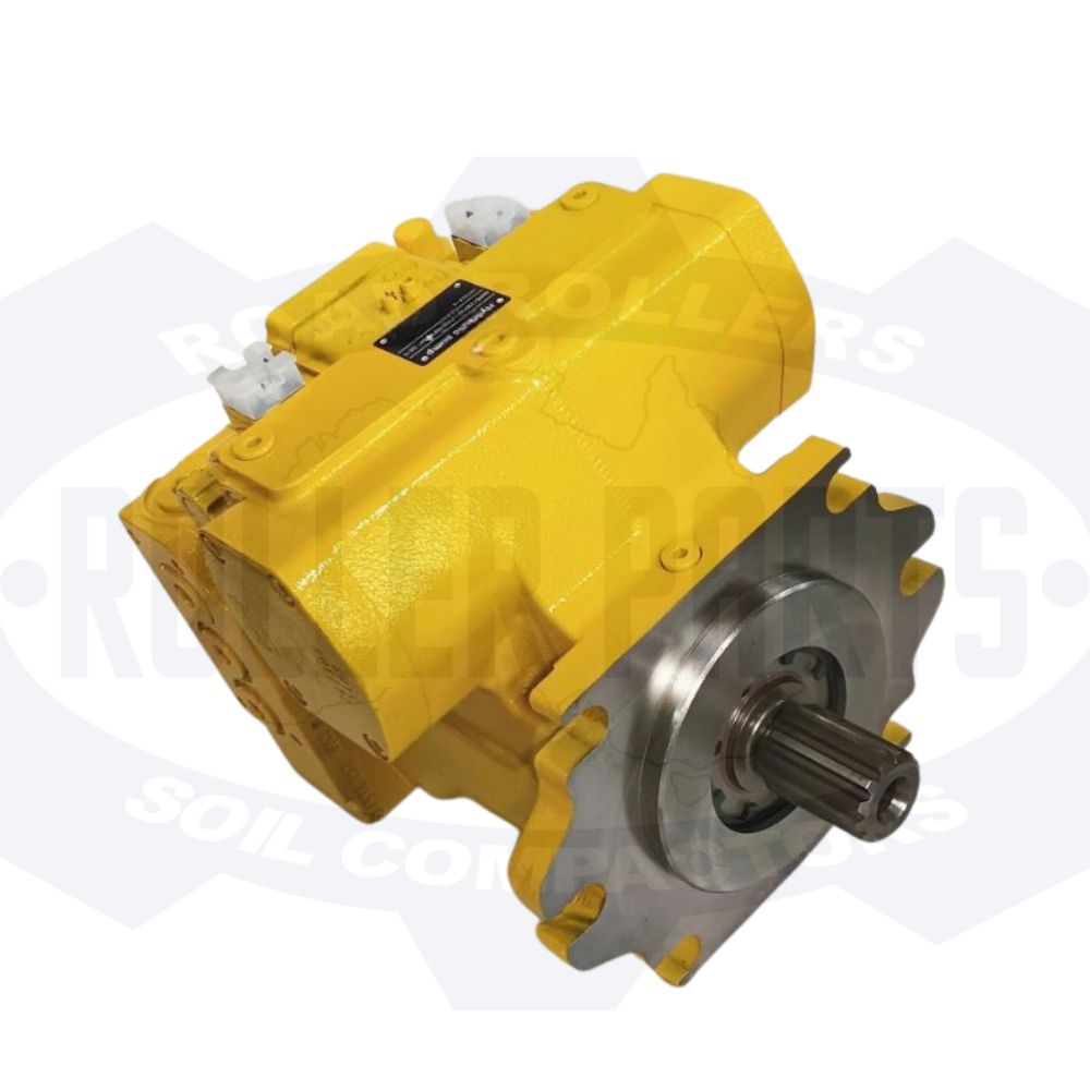 Caterpillar vibration pump CAT-295-7854 showing the drive shaft and mounting flange