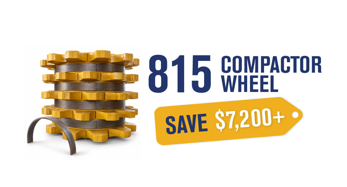 815 compactor wheel set with wear bands. Save $7,200 plus.