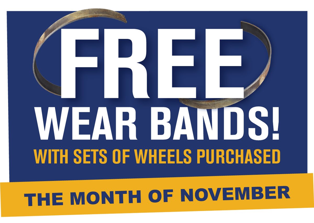 Free wear bands with qualifying compactor wheel sets