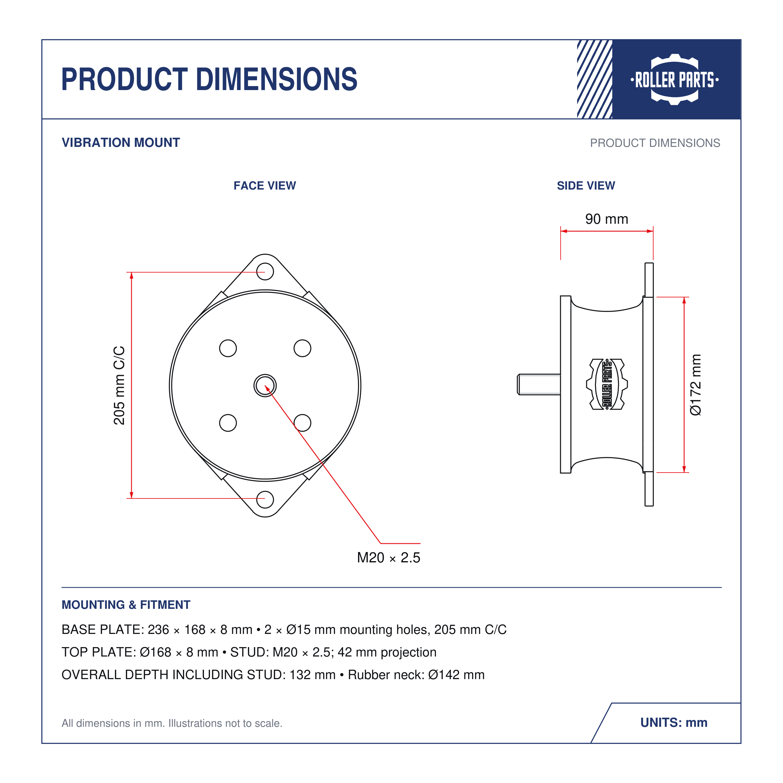Bomag Drum Mount Drive Side 7-084 - dimension drawing