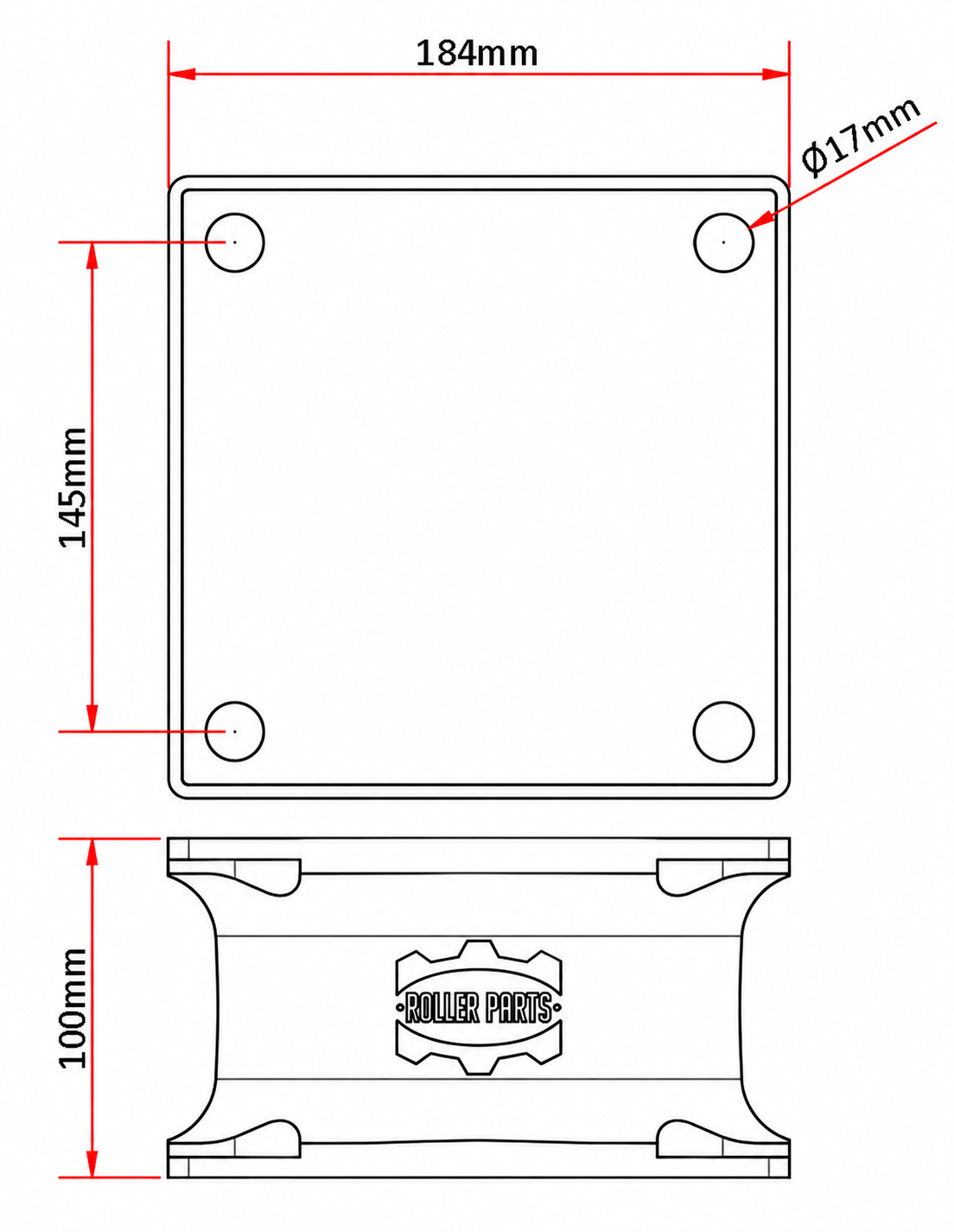 Dynapac 100 Series drum mount – dimensional drawing