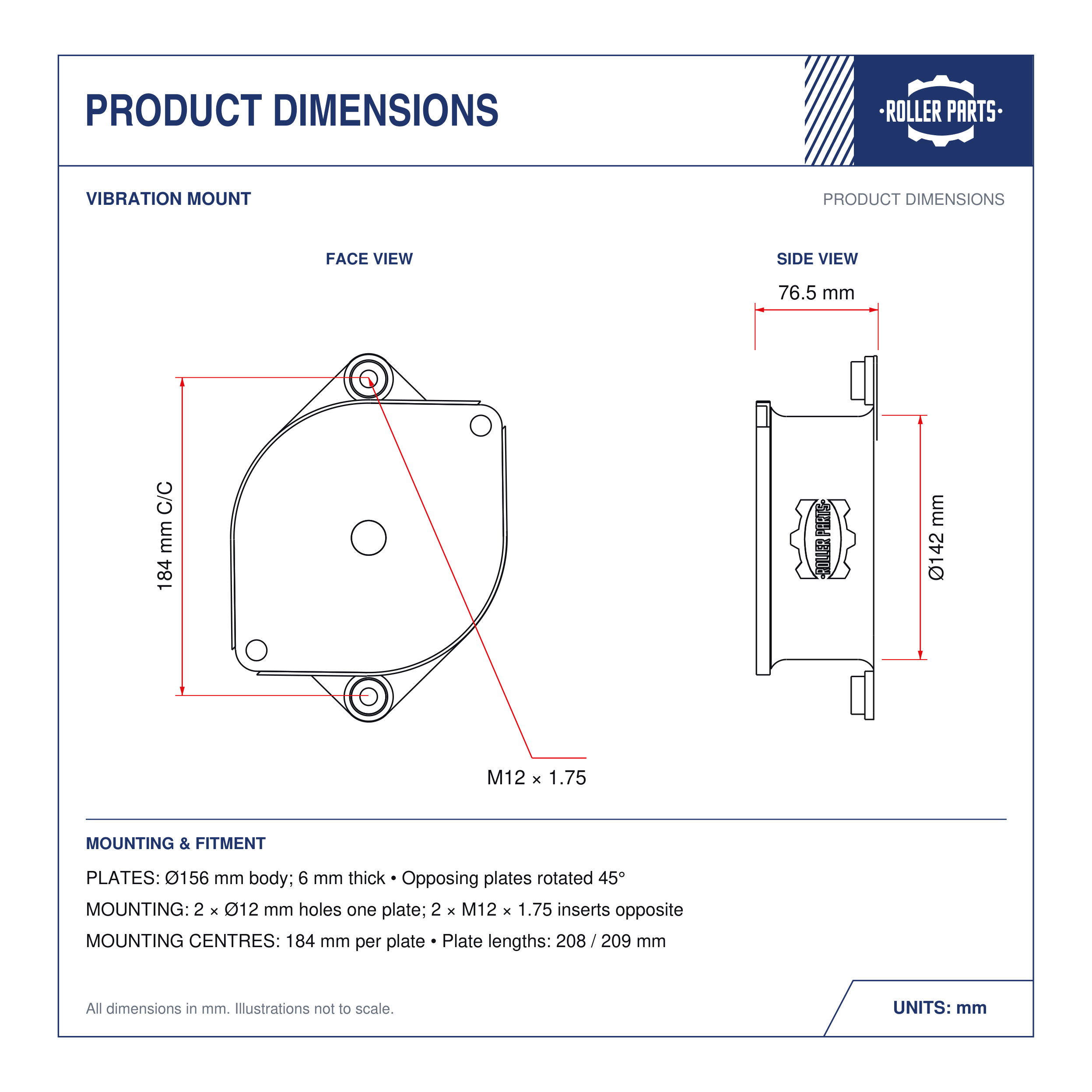 Hamm Drum Mount Skinny 7-167 - dimension drawing