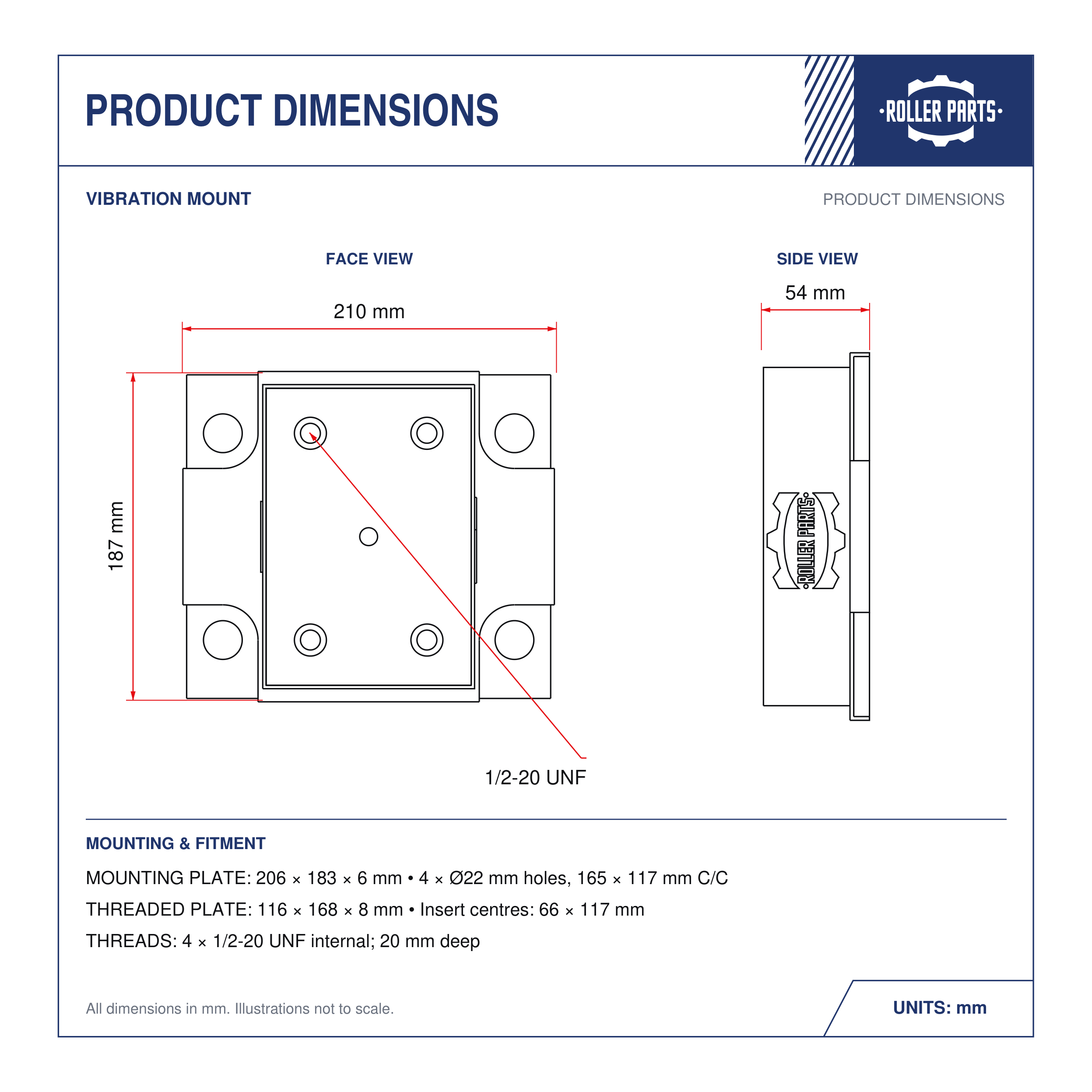 Ingersoll-Rand Drum Mount 7-147 - dimension drawing