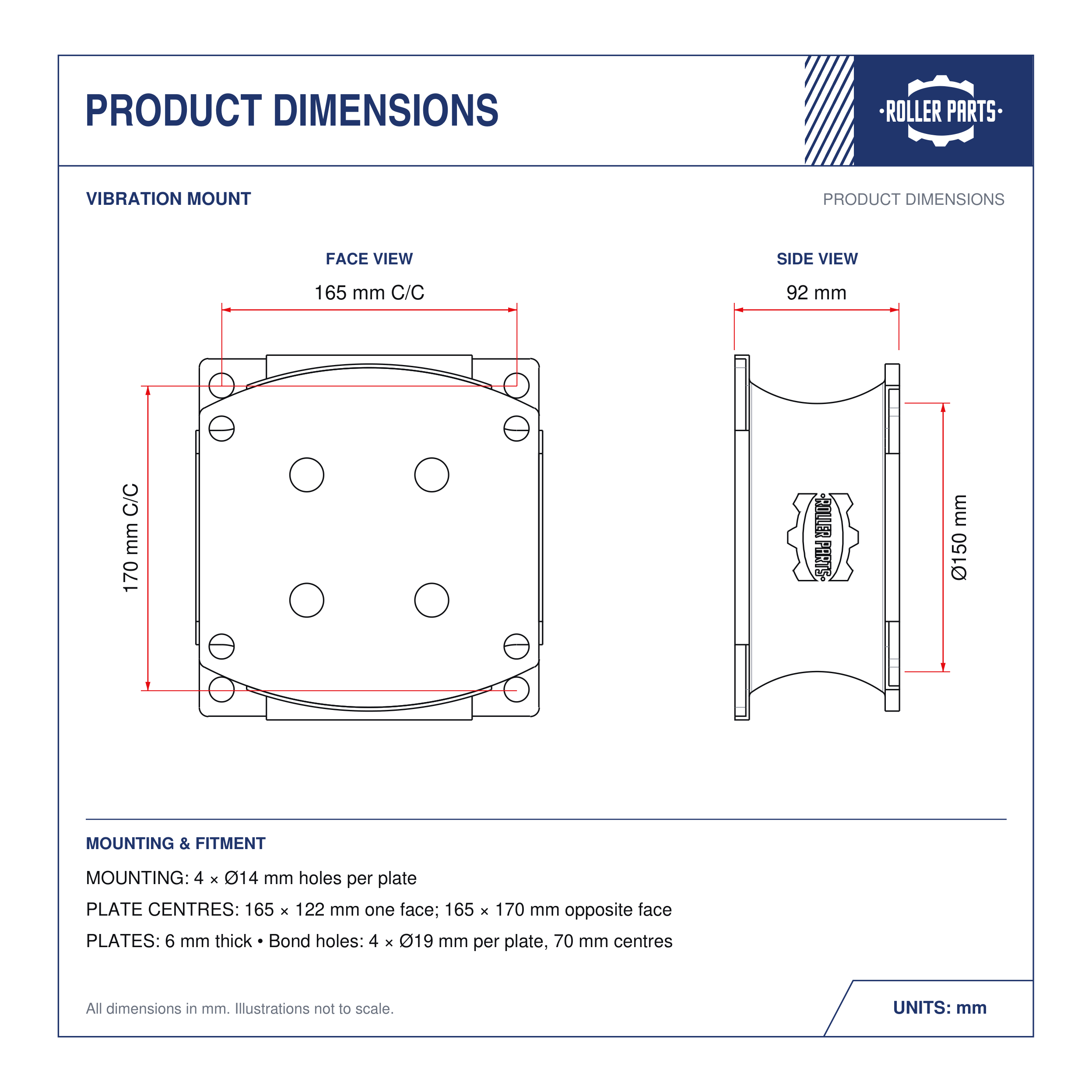 Sakai Drum Mount 7-155 - dimension drawing