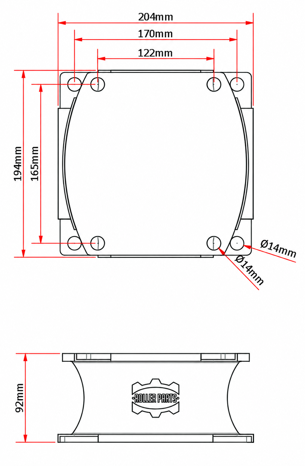 Sakai Drum Mount SAK-1542-43001-1 – dimensional drawing