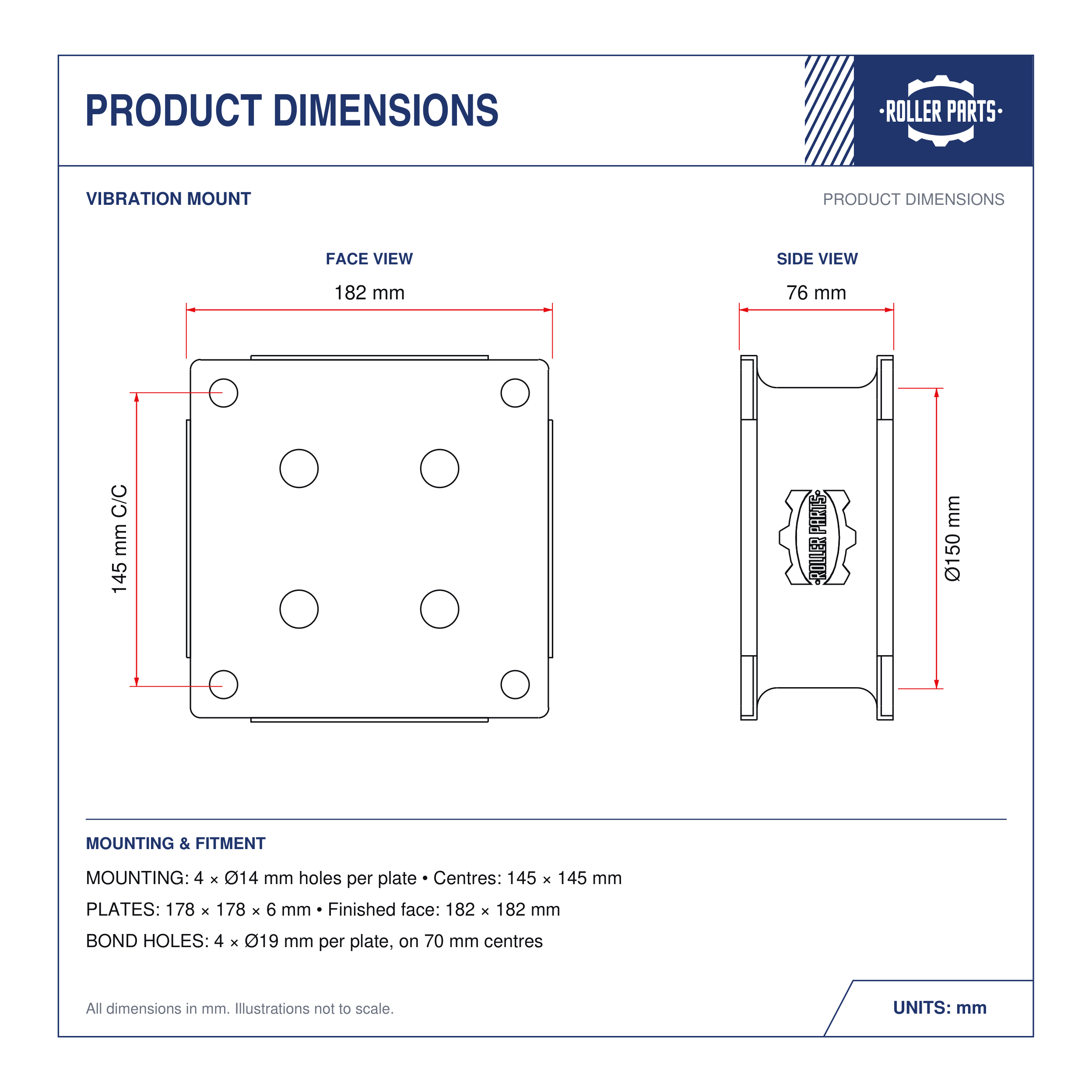 Universal Drum Mount 7-102 - dimension drawing