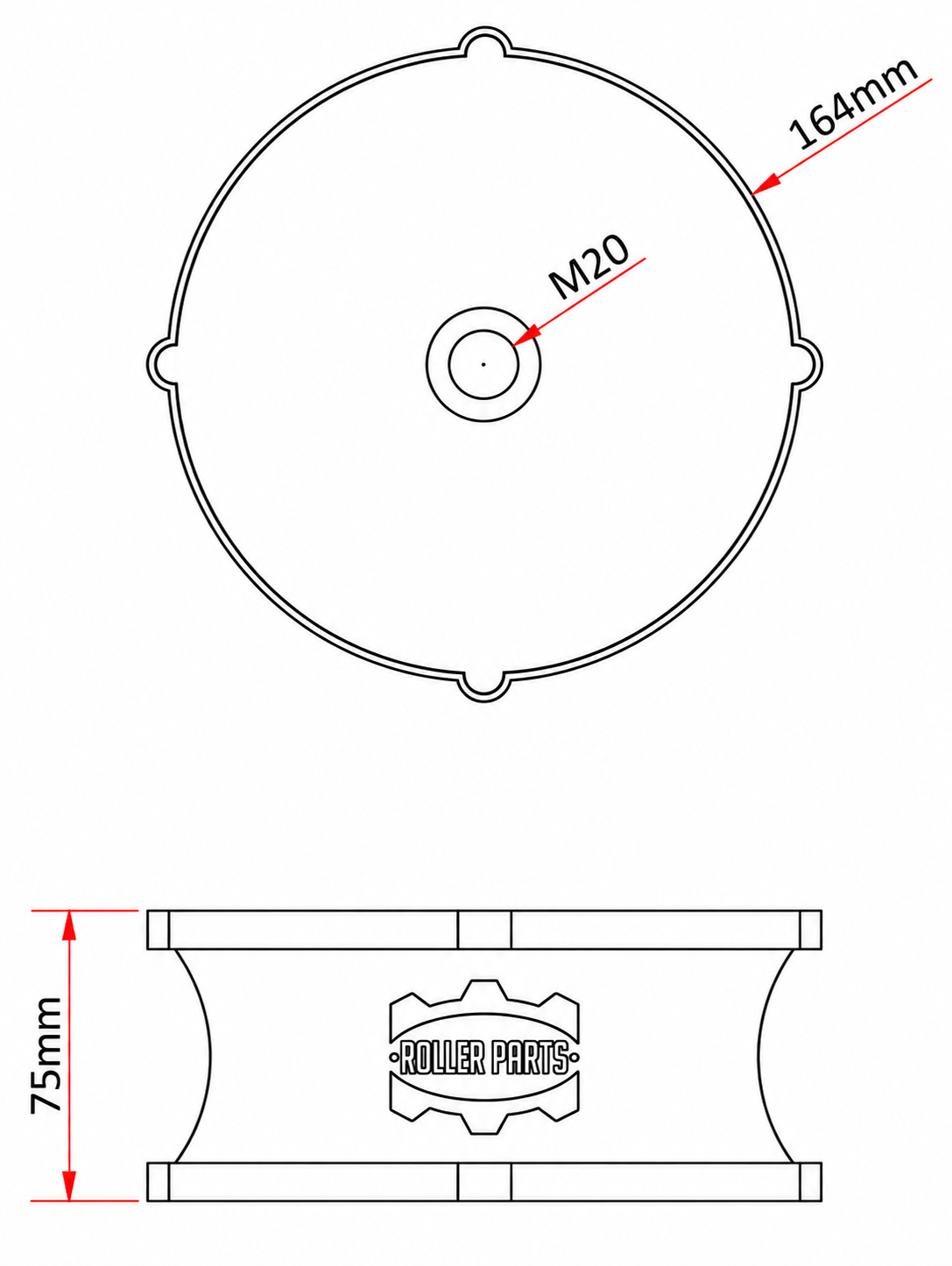 Vibration-side drum mount – dimensional drawing